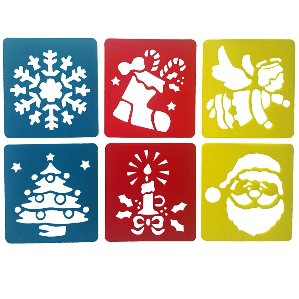 6Pcs Plastic Drawing Painting Stencil Templates for Kids Crafts Washable Template for School Projects (Random Patterns)