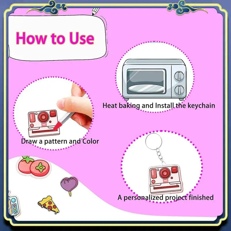 Portable 160Pcs Shrink Plastic Sheets Kit,7.9 X 5.7 Inch Shrink Paper Sheets And Keychains Making Accessories For Kids DIY Craft