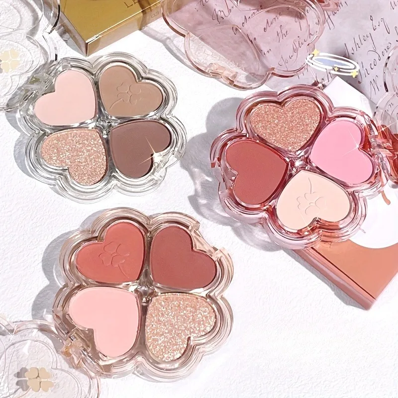 Clover Eyeshadow Palette Highlight Four-color Dreamy Eye Makeup Fine Pearlescent Eye Shadow Eye Shadow All In One Palette Blush