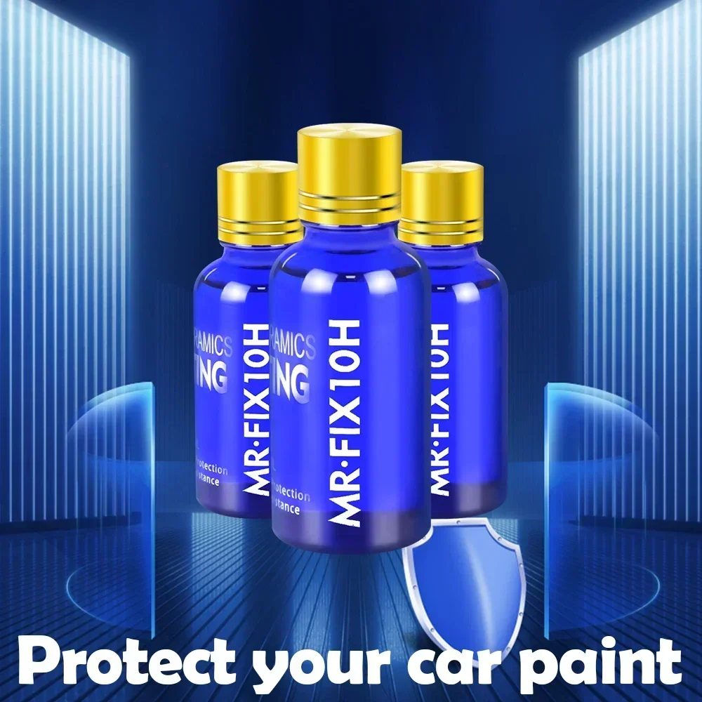 3PCS 10H Ceramic Coating Polishing Wax Super Hydrophobic Paint Care Durability Anti-Corrosion Plated Crystal Car Liquid Glass