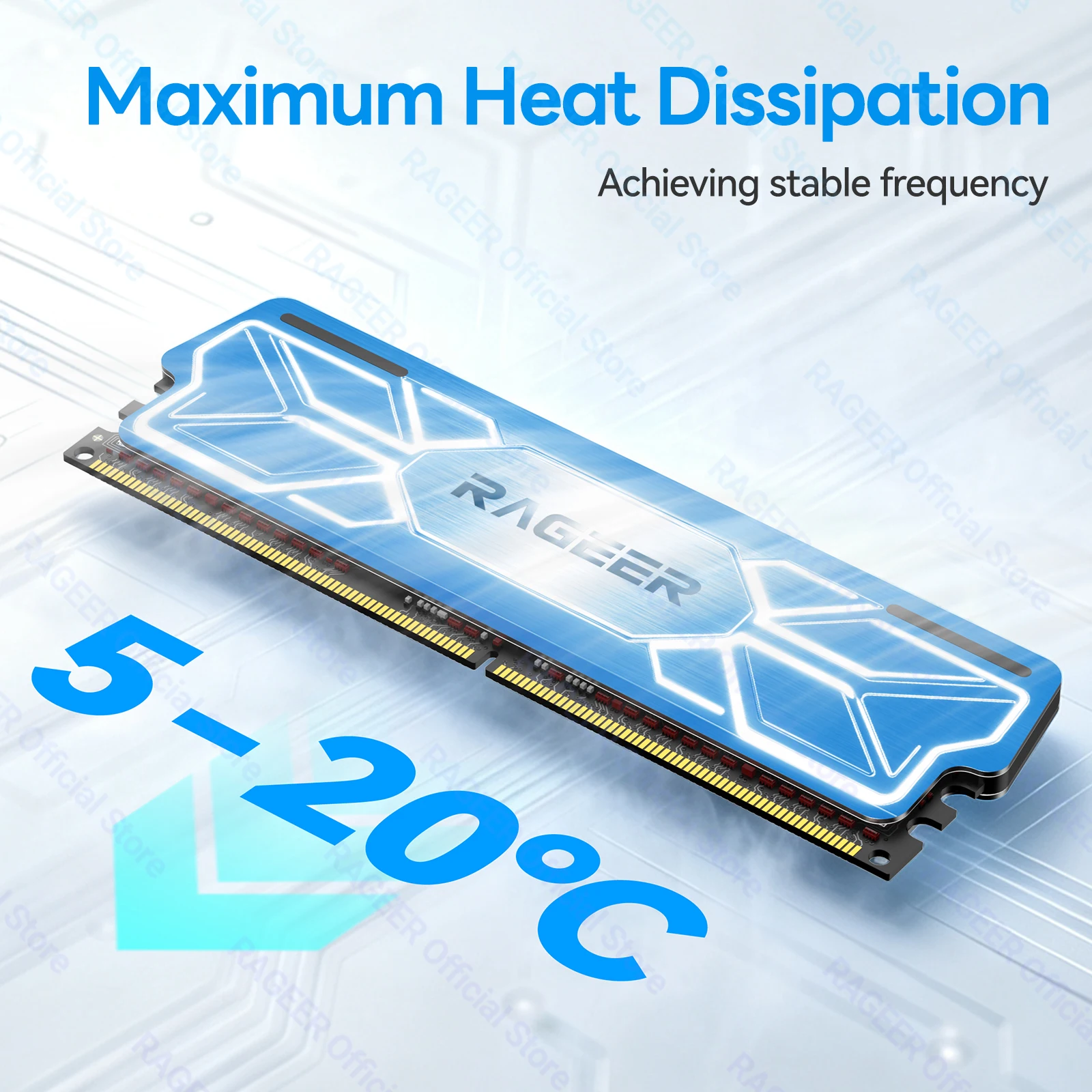 RAGEER RAM Memory Cooler Armor Computer Self-Adhesive Memory Heatsink PC RAM for DDR2/DDR3/DDR4/DDR5 Single & Double-Sided RAM