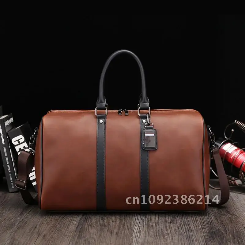 

Casual Weekend Leather Big Crossbody Bag Man Large Capacity Travel Luggage Bag Convenient Bags Tote Duffel Male Carry Men's On