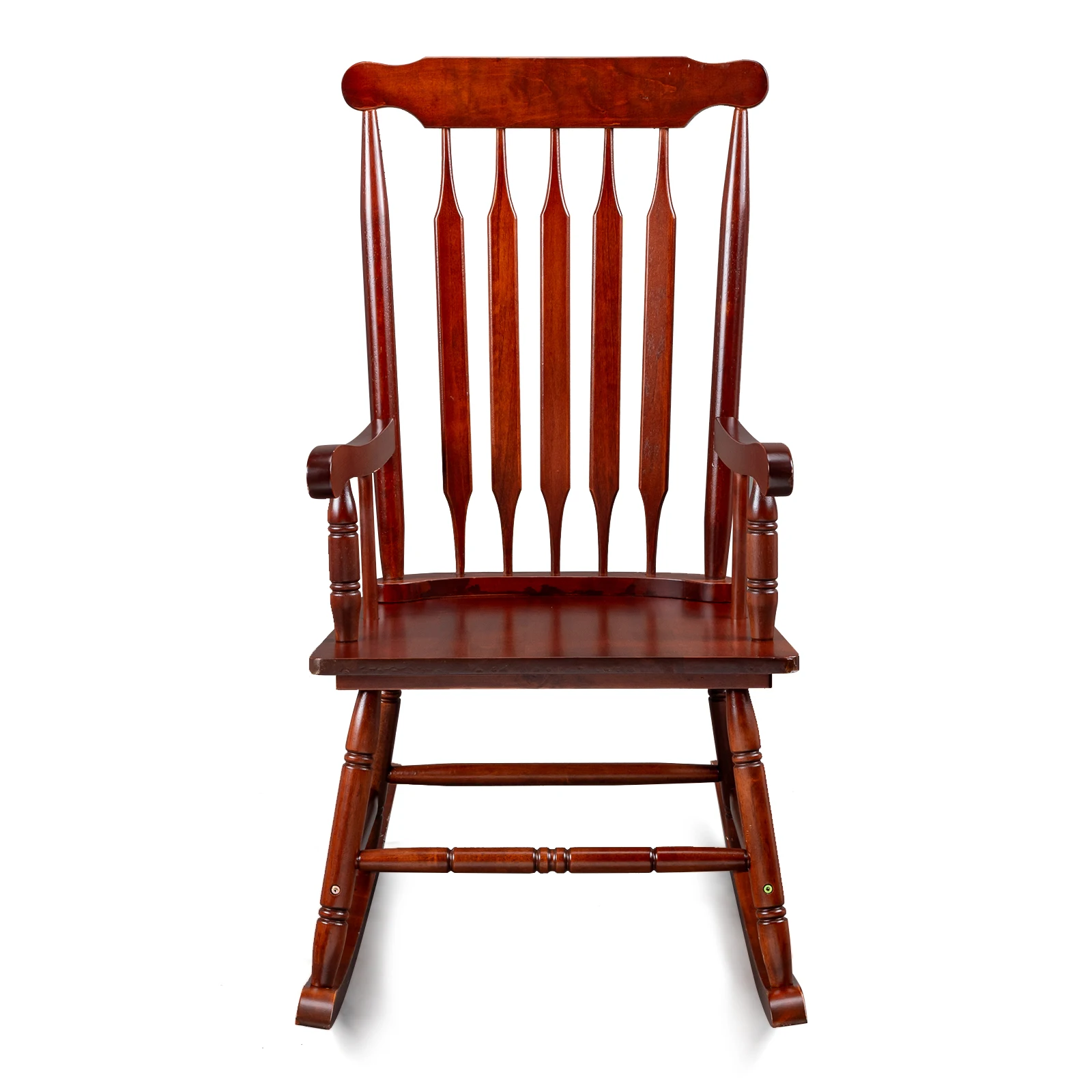 Patio Rocking Chair Solid Wood, Outdoor Porch Rocker Chair with Wooden Frame, Indoor Wooden Rocking Chair