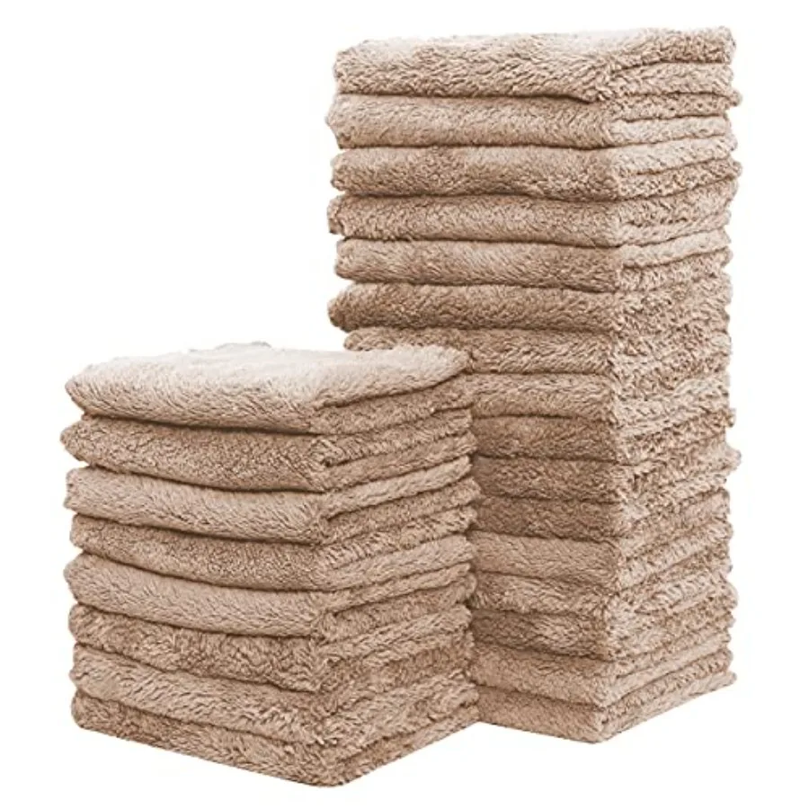 

24 Pack Kitchen Dishcloths - Does Not Shed Fluff - Reusable Dish Towels, Dish Cloths, Super Absorbent Coral Fleece Cleang Cloth