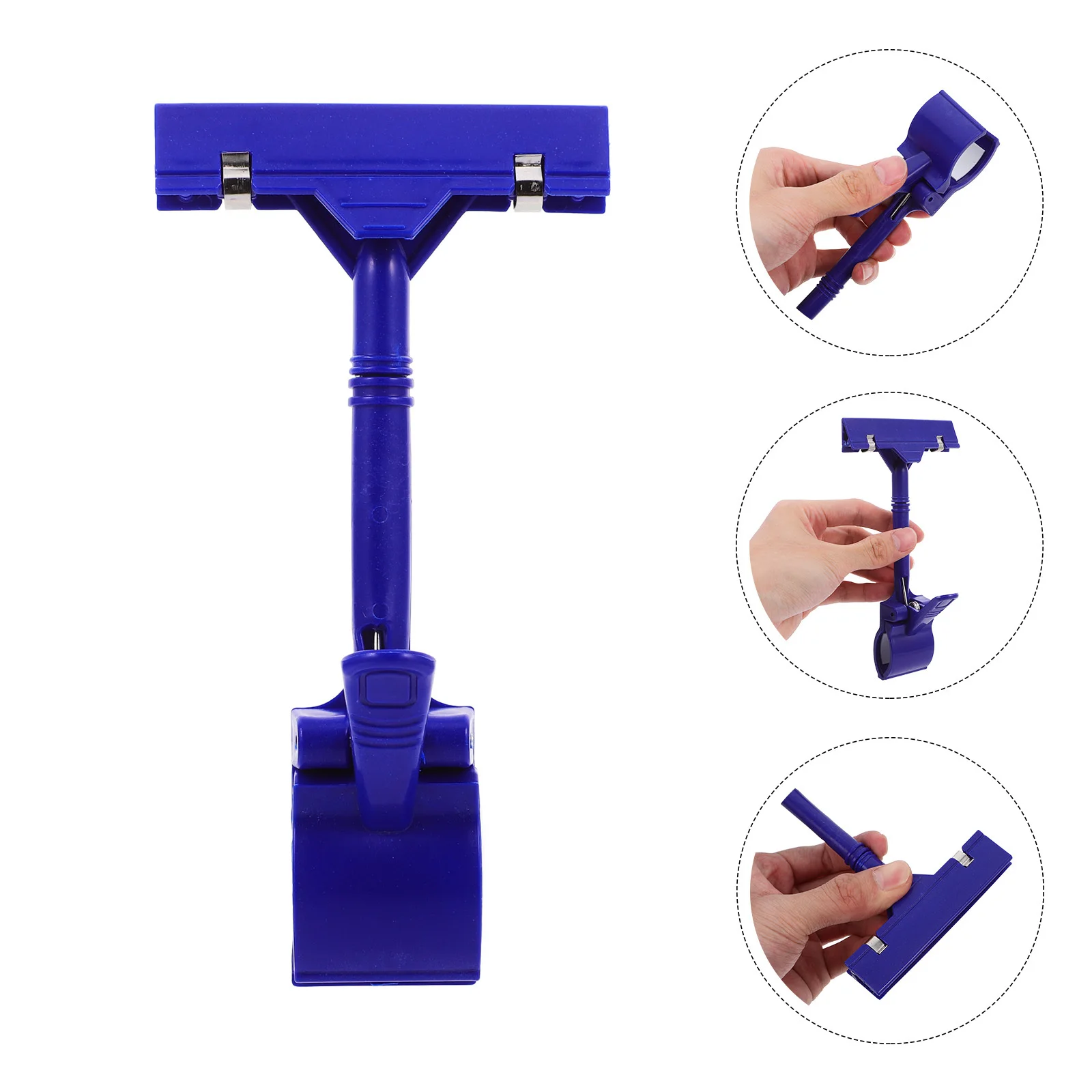 

Rotatable T Shaped Clips 10pcs Double Sided Plastic Sign Holders for Retail Display Clothing Rack Table Merchandise Advertising