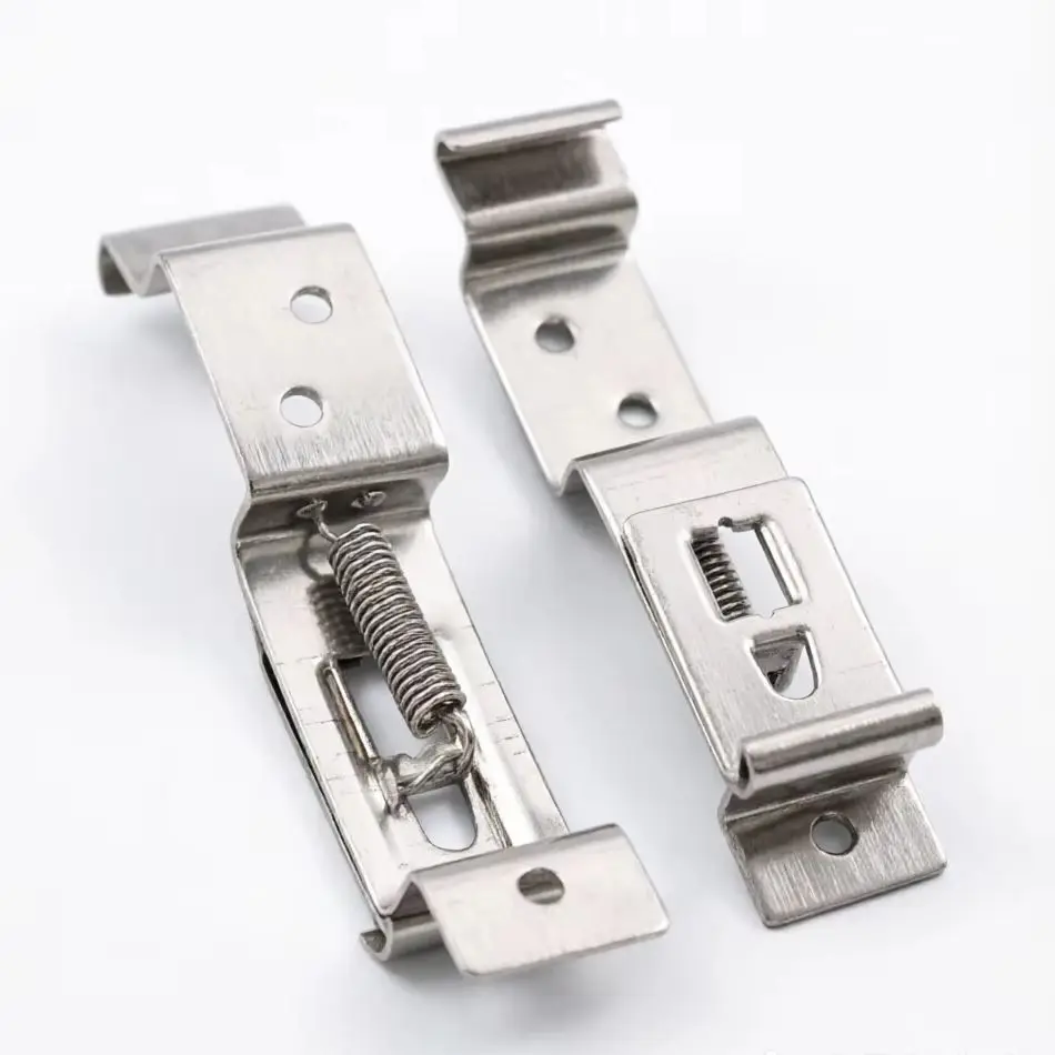 2PCS Rectangular Car License Plate Spring Loaded Stainless Steel Bracket Cars Frame Holder Clamps Trailer Number Plate Clips