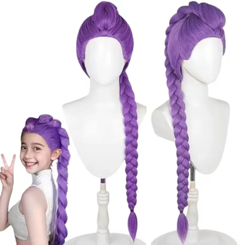 

Anime Costume Cosplay Wig Purple Braided Hair Props for Women and Girls Pop Singer Halloween Cosplay for Children and Adults