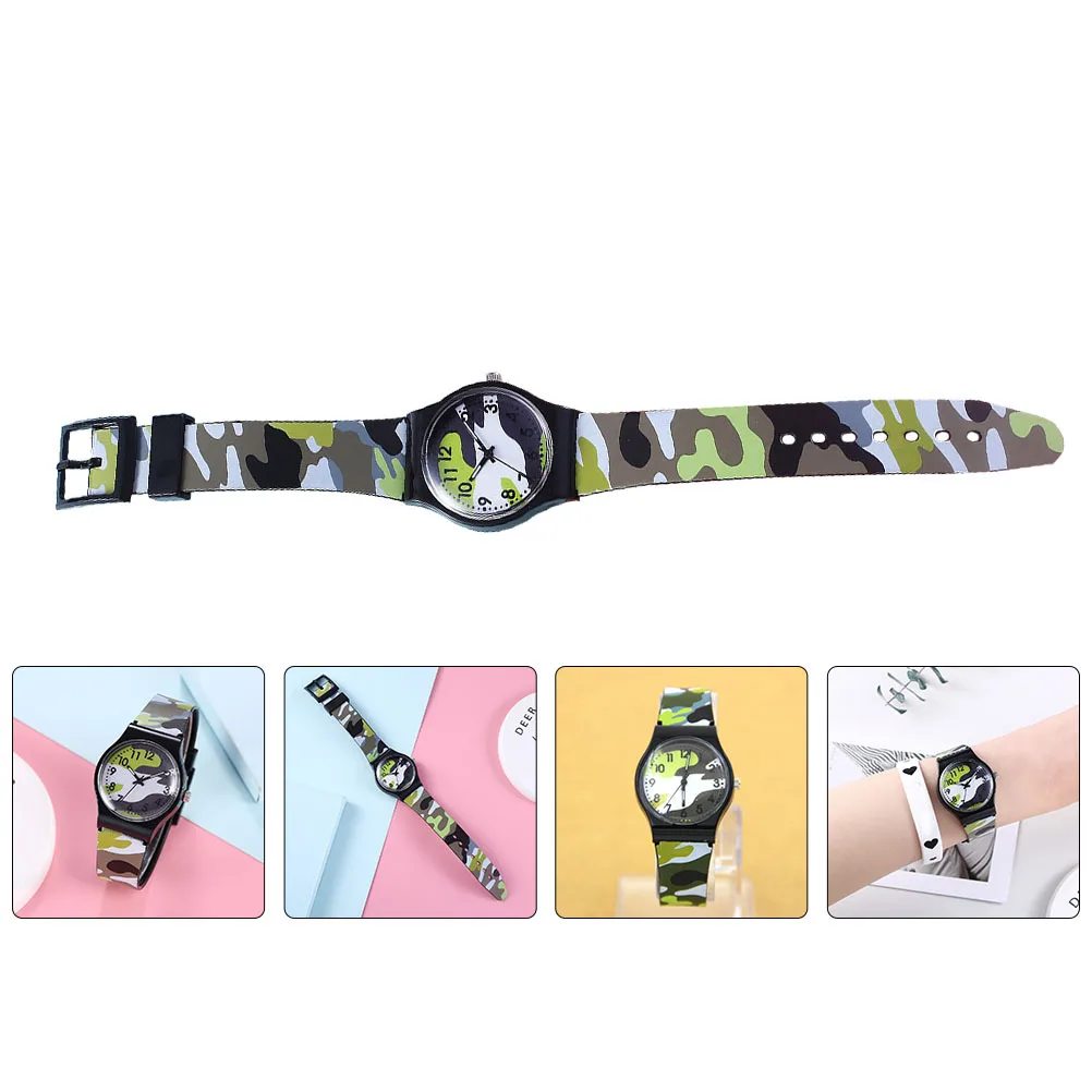 1 reloj con diseño de dibujos animados, camuflaje, resistente al agua, duradero, ajustable, regalo para deportes al aire libre, reloj resistente al agua
