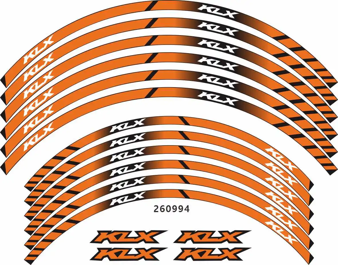 Motorcycle tire inner ring reflective stripe stickers multicolor waterproof decals for KAWASAKI KLX 450R 08-16 KLX 250 H T 06-14