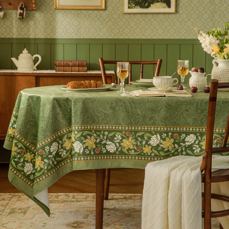 French Retro Pastoral Style Short Plush Table Cloth Dustproof Home Table Decoration and Accessories Floral Pattern Customization