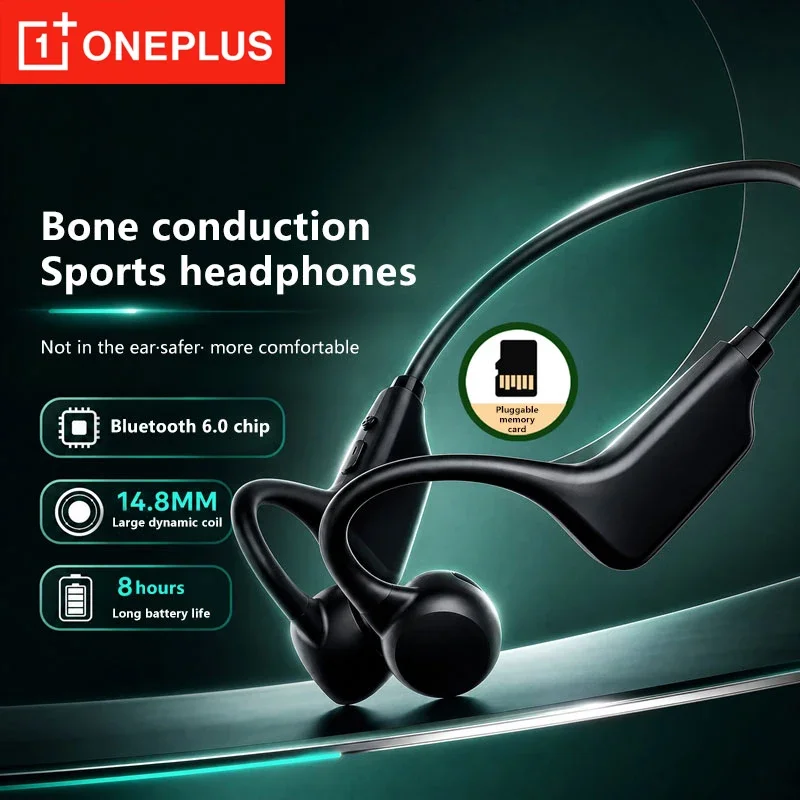 OnePlus Bone Conduction Sport Headphones Bluetooth 6.0 Hanging Ear Card-Slot Waterproof Air Conduction Earphones for Sports New