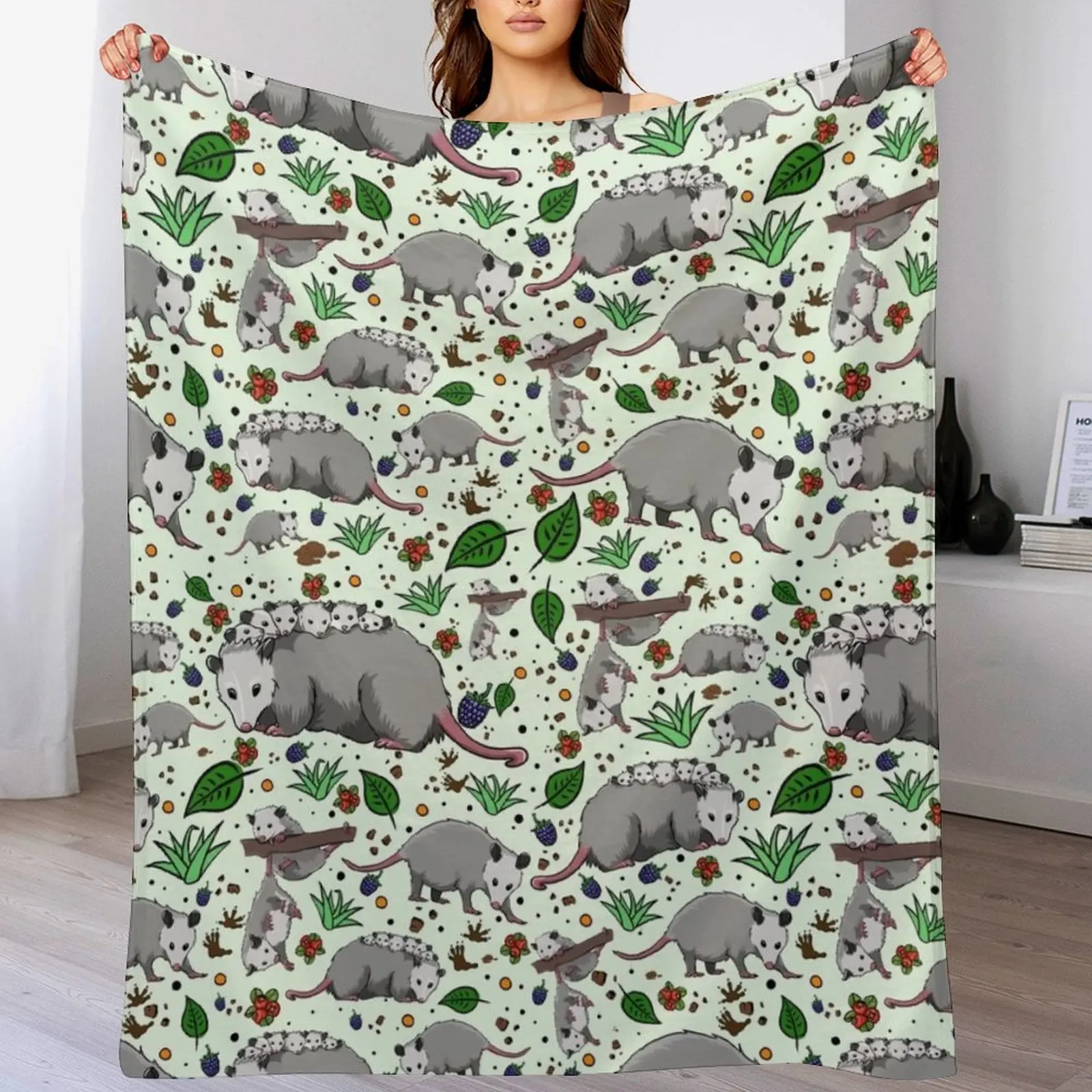 

Cute Opossum,possum Throw Blanket Picnic Moving Comforter for winter Blankets