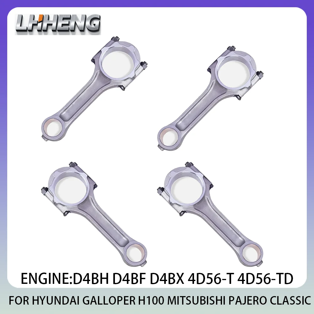4PCS Connecting Con Rod New Set Fit For HYUNDAI GALLOPER H100 MITSUBISHI PAJERO 2.5L 2.5 L T L4 Diesel 82-03 2351042001 4D56-T