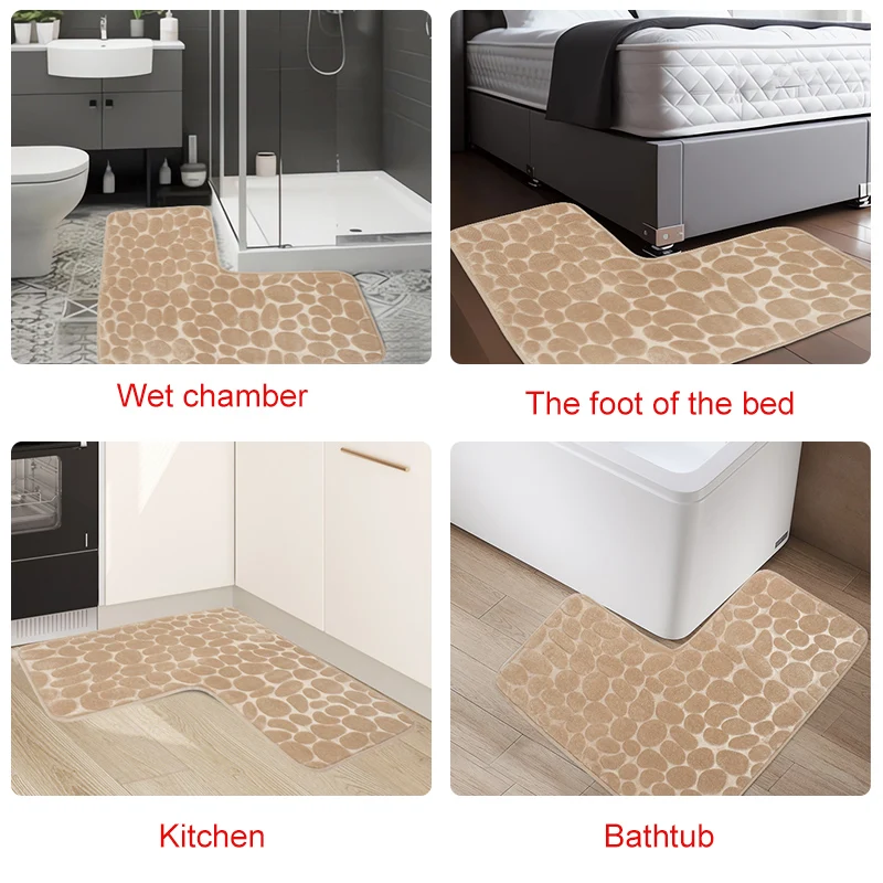 Bathroom Rug,L-Shaped Bath Mat,Non Slip Corner Shower Mat,Water Absorbent Soft Bath Rug,Washable Rug Carpet for Square Shower