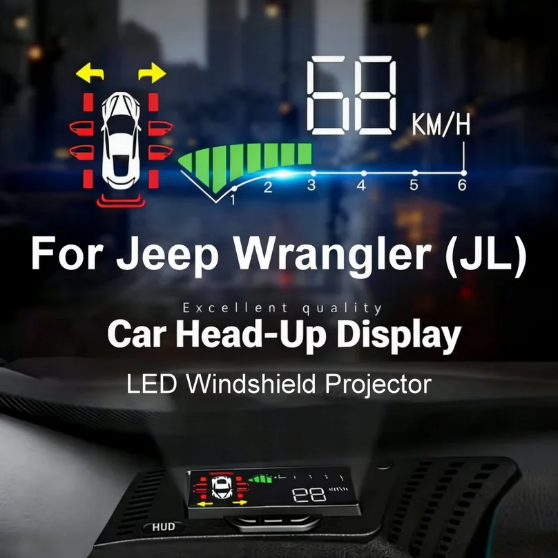Auto HUD Head Up Display For Jeep Wrangler 2018-2023 Car LED Projector Windshield Safe Driving Assistance Accessories