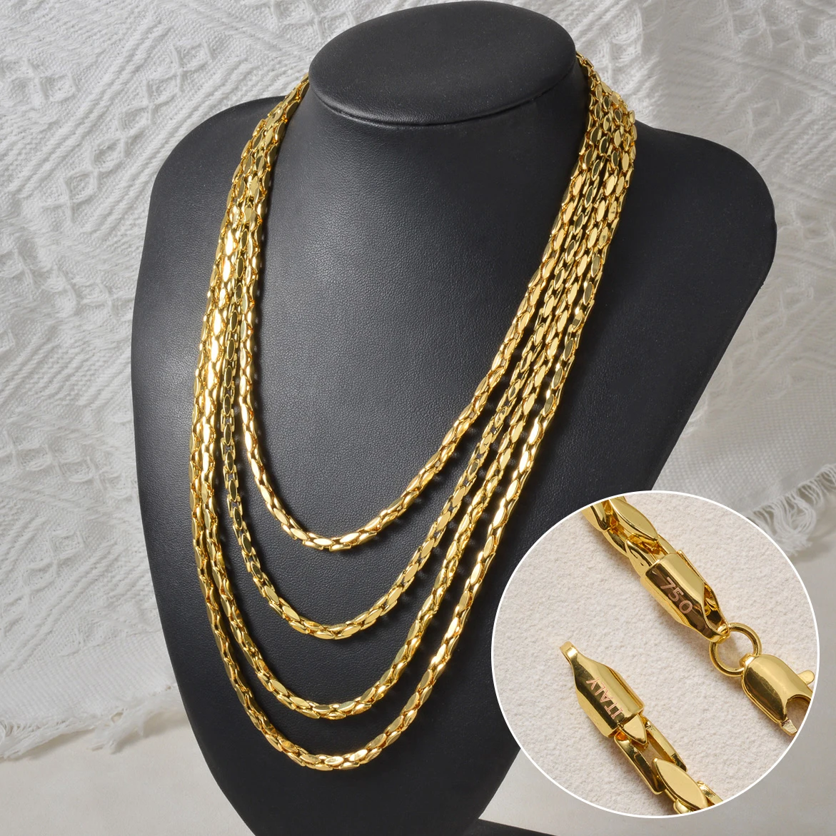 Image of Sunny Jewelry Neue Modische Edelstahl-Gliederketten-Halsketten in Goldfarbe für Tägliches Tragen, Partys und Geburtstagsgeschenke für Frauen und Männer