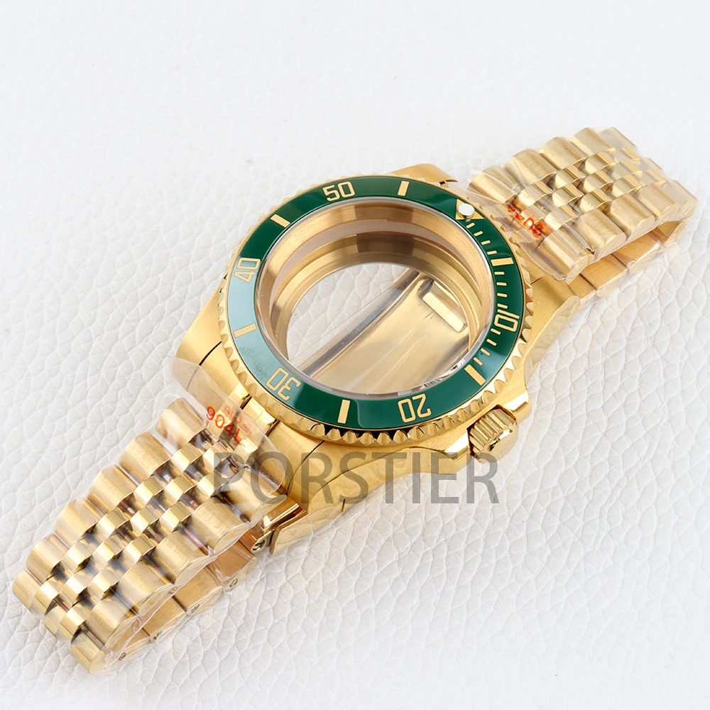 الذهب NH35 ساعة حالة 40 مللي متر الياقوت الزجاج 20 مللي متر اليوبيل سوار ل SUB GMT يخت ماستر NH34 NH35 NH36 NH38 حركة 28.5 مللي متر الطلب #2