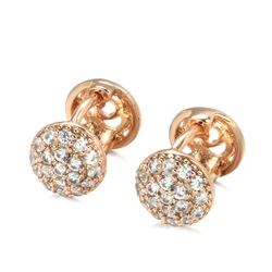Kinel New Unusual 585 Rose Gold Earrings for Women Romantic Wedding Jewelry Fashion Round Natural Zircon Stud Earrings