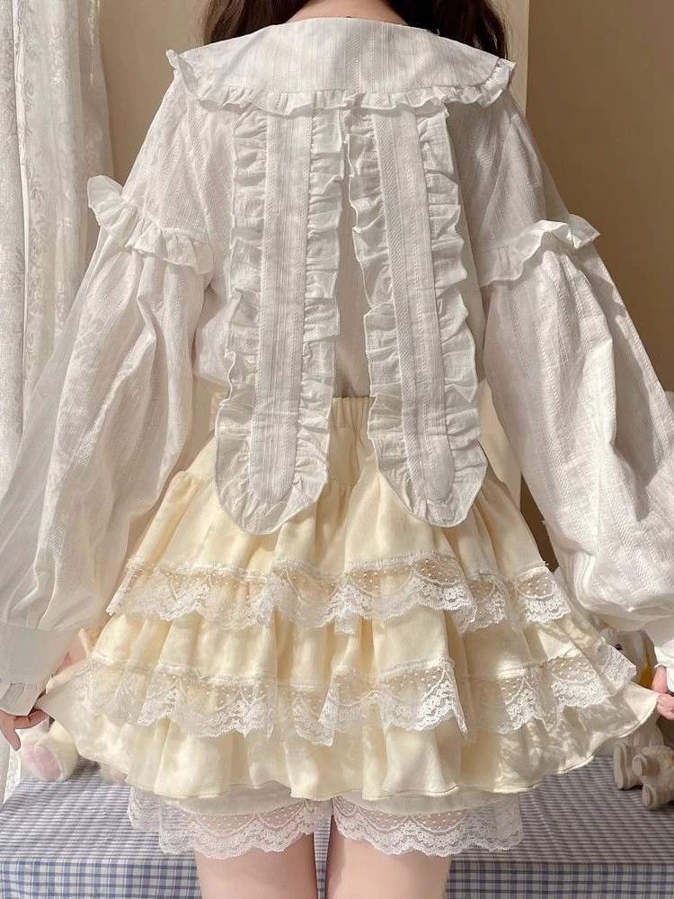 Koronkowe spódnice z ciastami damskie Patchwork Sweet Temper Midi zaprojektowane moda luźna casualowe w stylu Streetwear Faldas japoński Harajuku Kawaii Ins