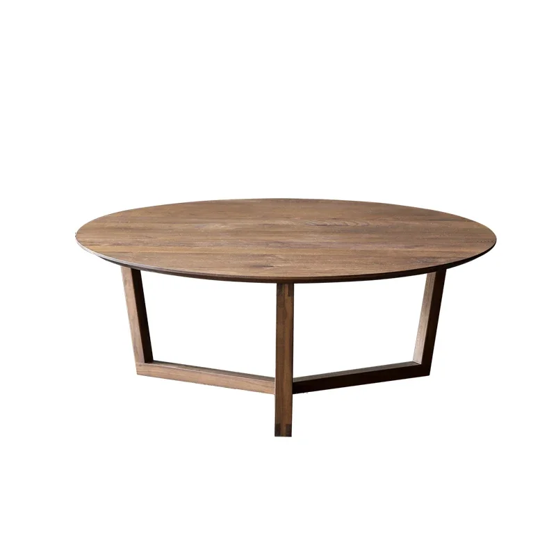 

Nordic Black Walnut round Tea Table Small Apartment Side Table Light Luxury Balcony Small Coffee Table Living Room