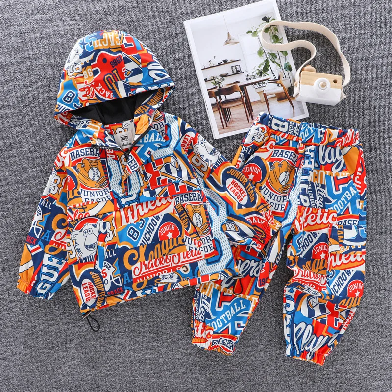 Boys\' Set Jacket +Pants Playwear Suit Cotton 2PCS/Set 2023 Hooded Spring Autumn Toddler Outfits Children Clothing