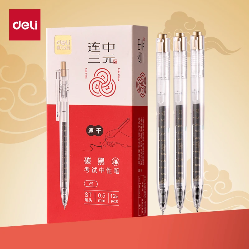 

Deli 4/8pcs 0.5mm Black Ink Quick-drying Gel Pen School Supplies Gift Office Supplies Signing Pen Stationery Office Pen