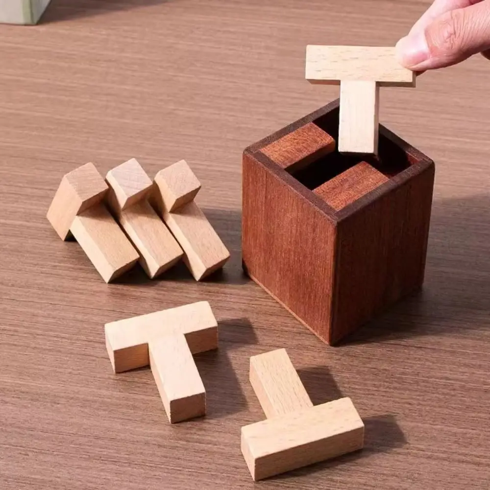 

High Difficulty T-shaped Puzzle Brain Teaser IQ Test Toys Educational Puzzle Toys Stress-relieving Mind Games Luban Lock Toys