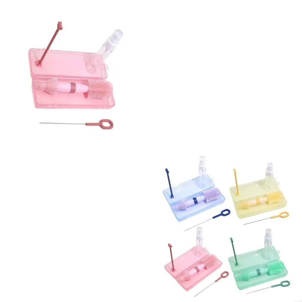 

Reusable Bottle Brush Pacifier Cleaner with Detachable Head Multipurpose Feeding Accessories Case