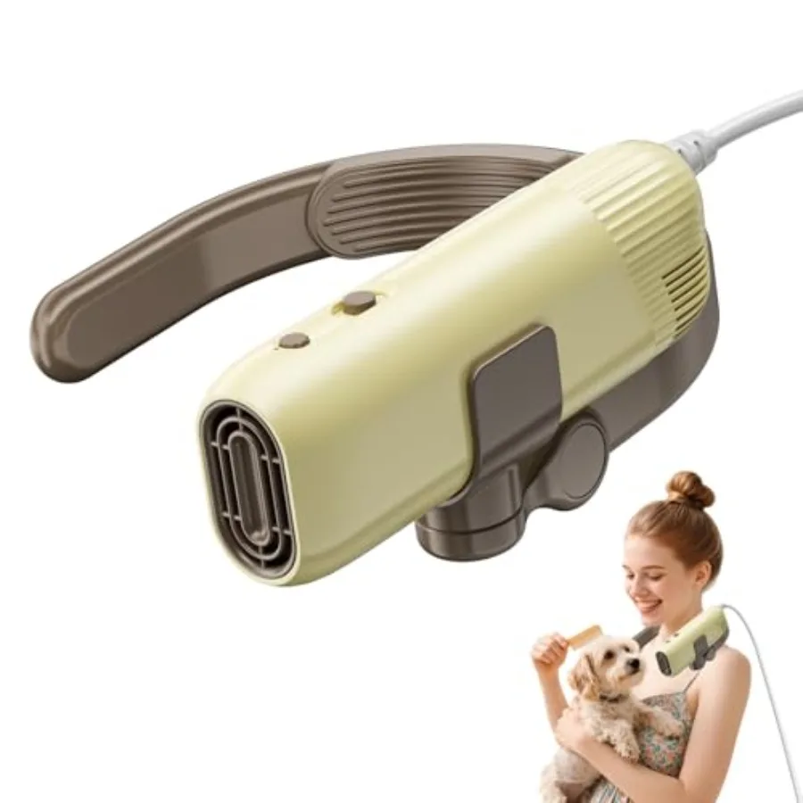 

Professional Hands-Free Dog Dryer for Pet Grooming, Adjustable Neck Hanger Pet Hair Dryer for Grooming Salon Portable Pet Neck