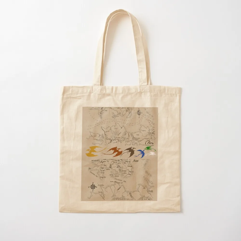 Dragonriders of Pern Maps (Beige Background) Tote Bag canvas tote sacs de shopping shopping trolley bag