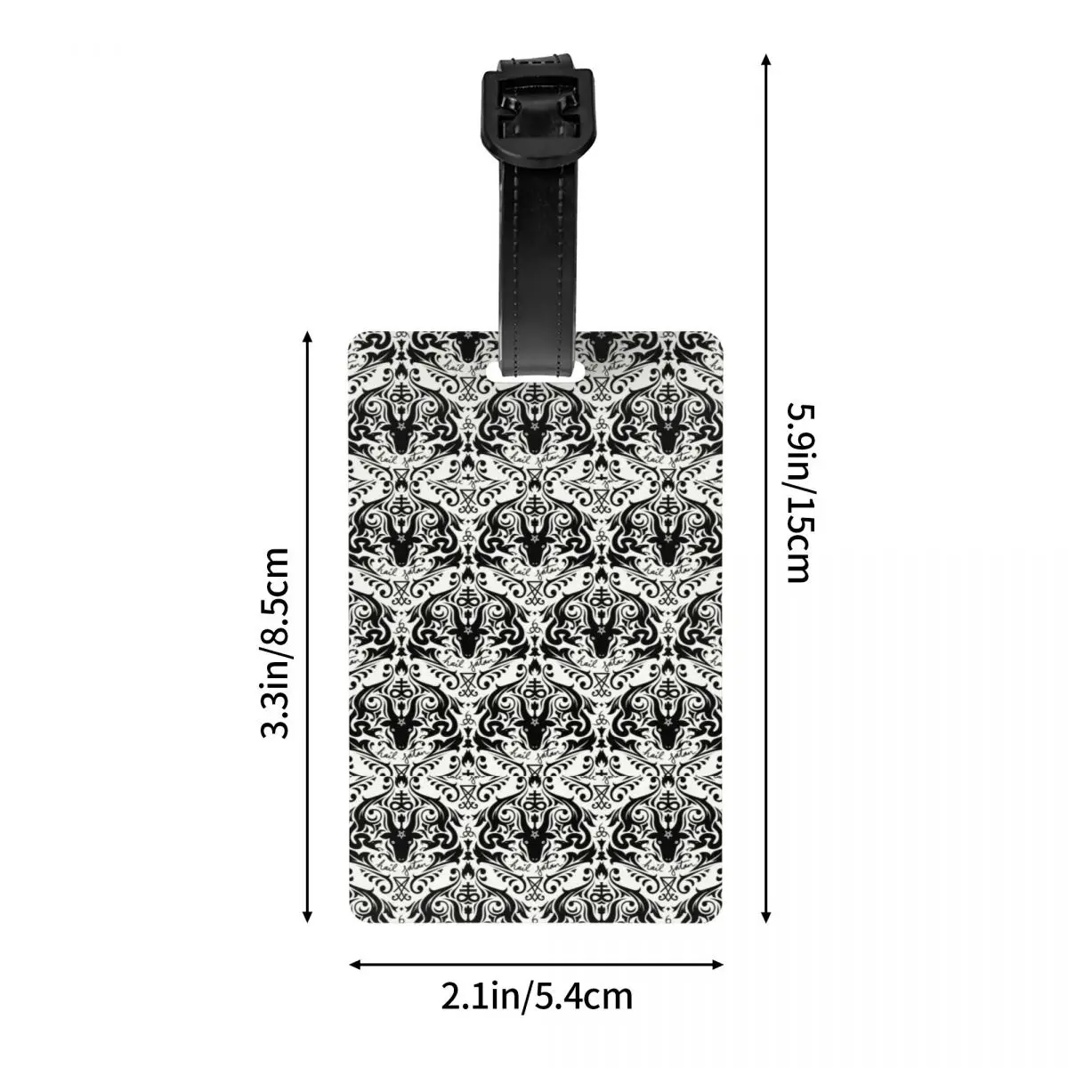 Etiqueta de equipaje personalizada de Damask, etiqueta de identificación con tarjeta de nombre, Cruz satánica, diablo, Baphomet, cubierta de privacidad, bolsa de viaje, Maleta