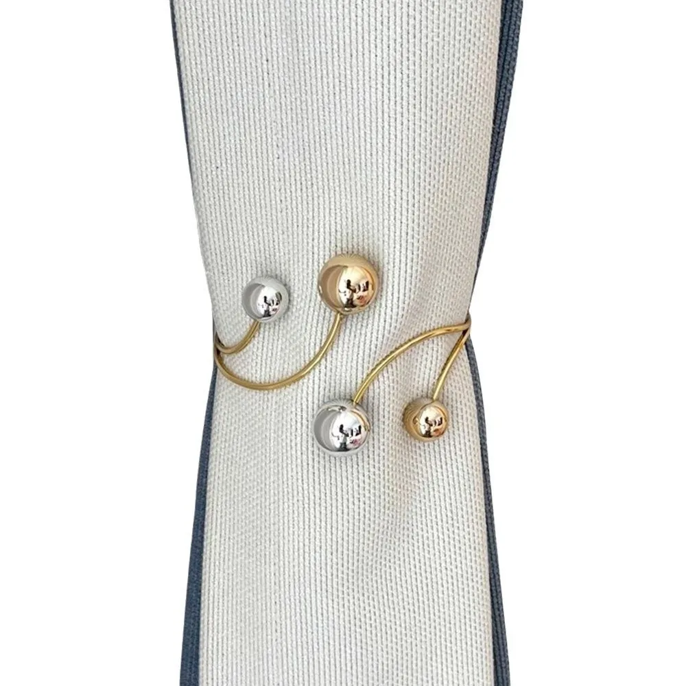 2PCS Simple Alloy Round Bead Curtain Buckle Belt Decorative Pearl Alloy Curtain Clips Adjustable Curtain Holders Window Decor