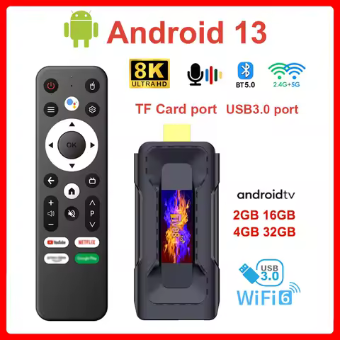 ATV TV Stick Android 13 USB3.0 WIFI6 8K RK3528 4GB 32GB 2.4G&amp;5G Wifi BT Voice Remote 4K Smart TV Box 2GB 16GB Support TF Card
