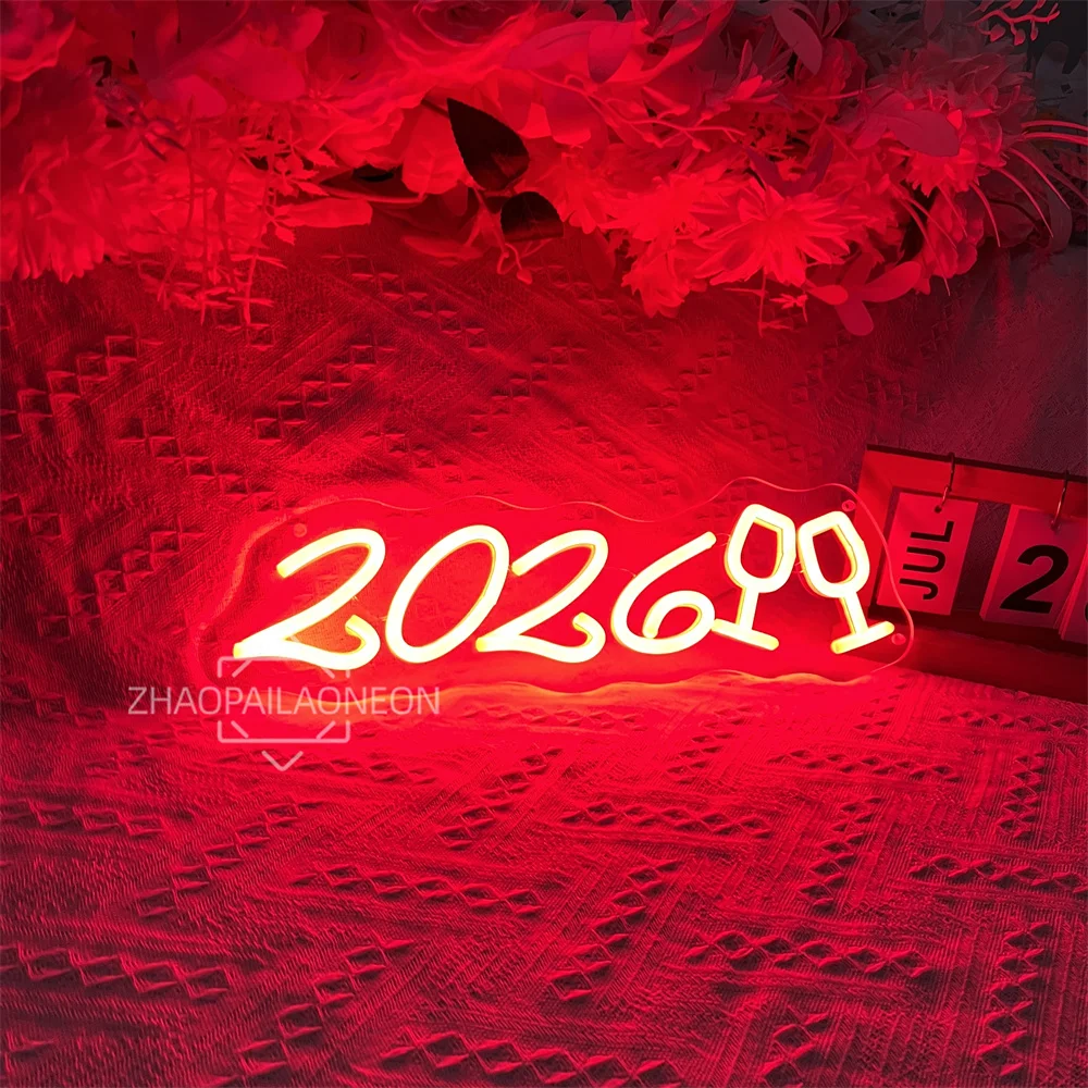 2026 النيون وحدة إضاءة LED جداريّة غرفة ديكور الحفلات عيد الميلاد ضوء النيون سنة جديدة سعيدة ديكورات جدرانية للمنزل تخصيص الهدايا #4