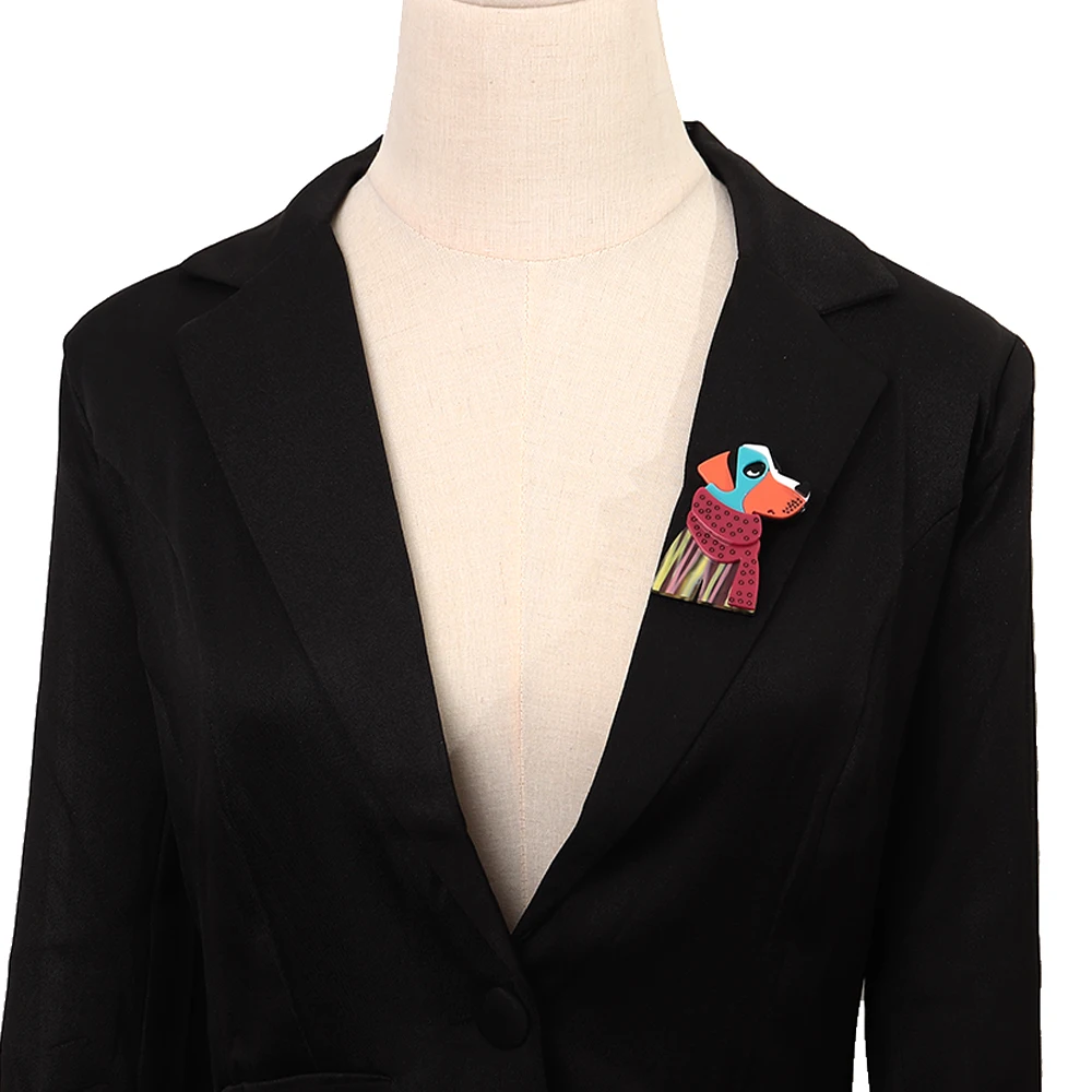 Neue Mode Acryl Bunte Schal Hund Broschen für Frauen Unisex Nette Tiere Spleißen Abzeichen Schmuck Geschenke Kleidung Zubehör – Detail 8