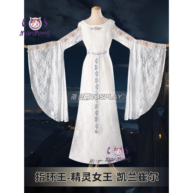 

Movie Galadriel Cosplay Costume Women's White Dress Halloween Elf Cosplay Queen Outfit