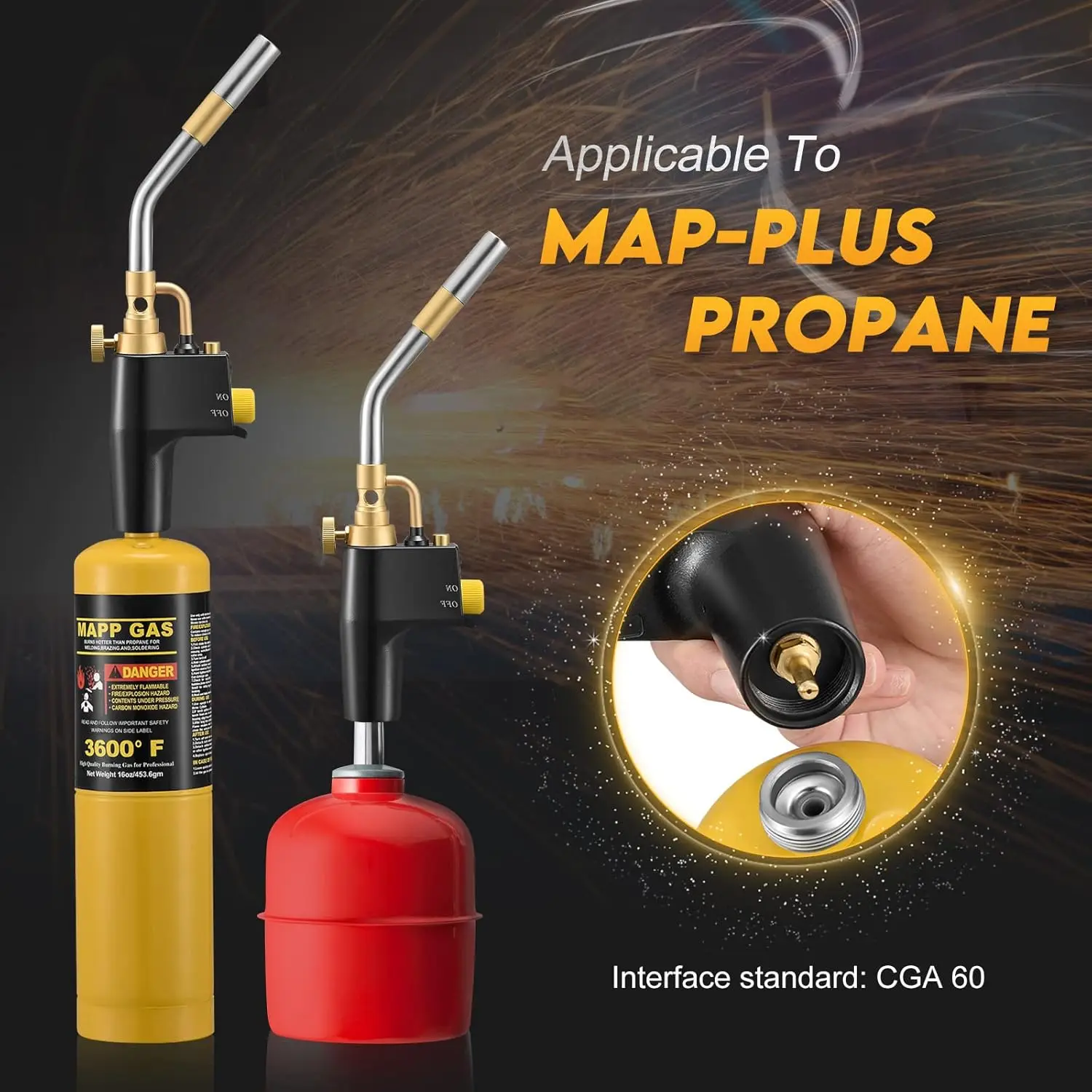 Torcia a propano MAPP, torcia per saldatura barbecue, torcia per saldatura a propano, torcia per saldatura a pipeline robusta con accensione piezoelettrica