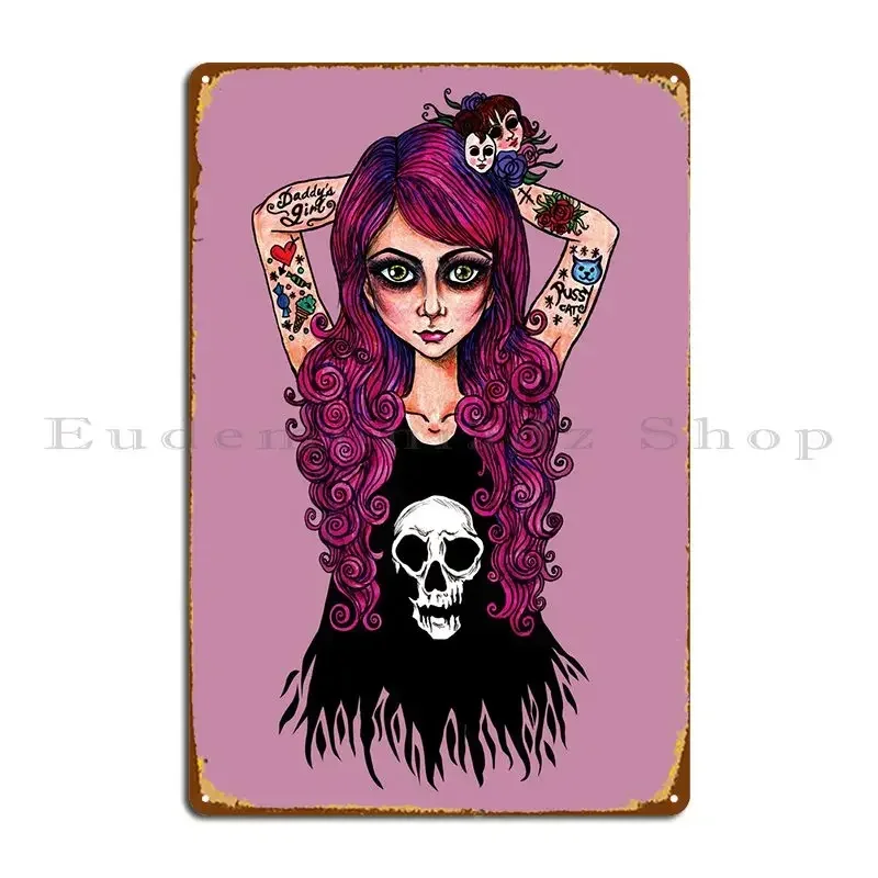 Girls And Skulls Metal Plaque Poster Cinema Customize Sign Print Club Bar Tin Sign Poster