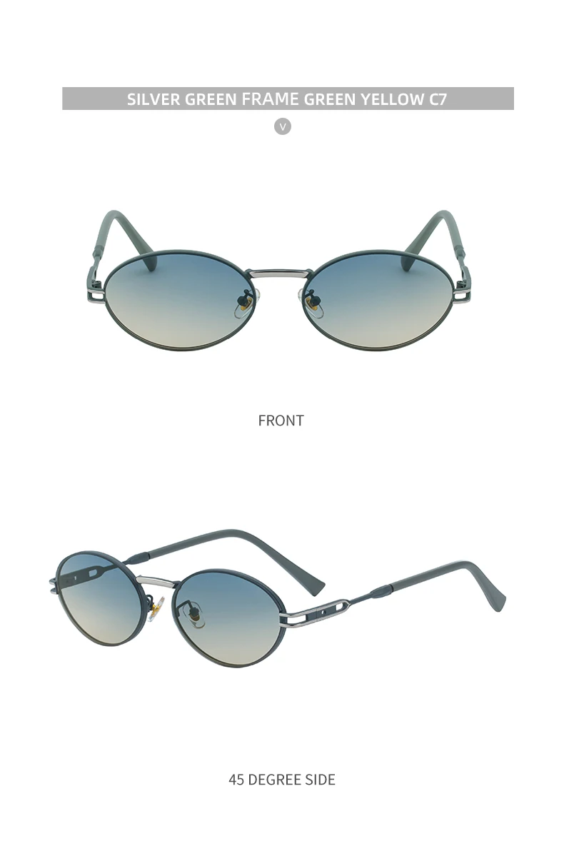 Kleine ovale Punk-Sonnenbrille für Damen 2026 – Luxusmarke, Vintage-Metallrahmen, trendige Sonnenbrillen für Damen, UV400-Schutz – Detail 22