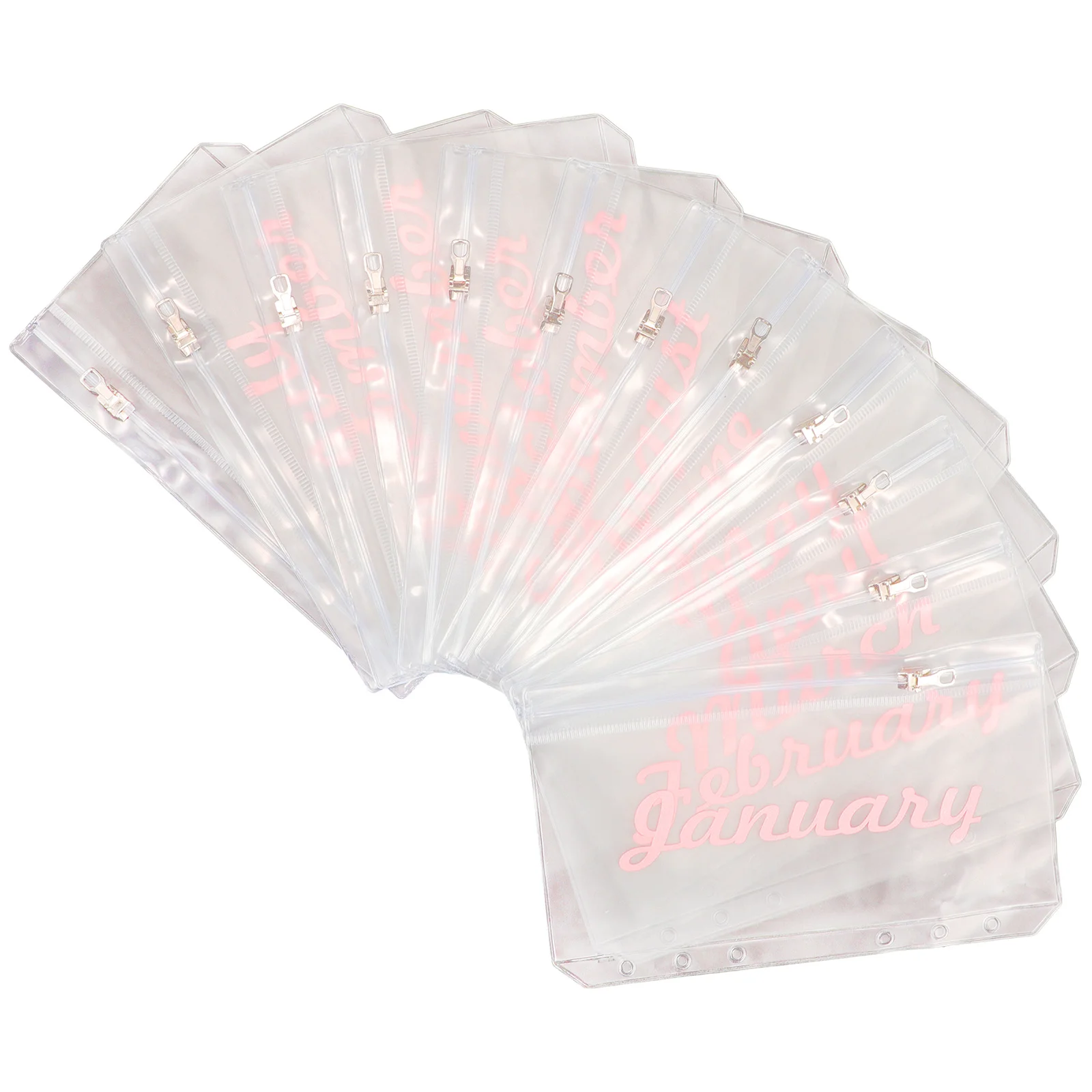 

12pcs Budget Envelope Pouch 6-Hole Pvc Reusable Document Pockets For Money Saving Binder Organizer Planner Divider Folder