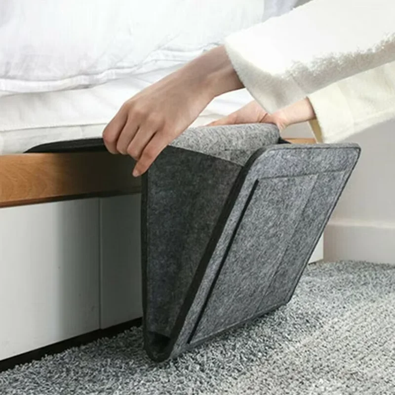 Felt Bedside Storage Bag Pouch TV Remote Control Hanging Couch Sundries Organizer Bed Holder Pockets Sofa Bed Holder Pockets