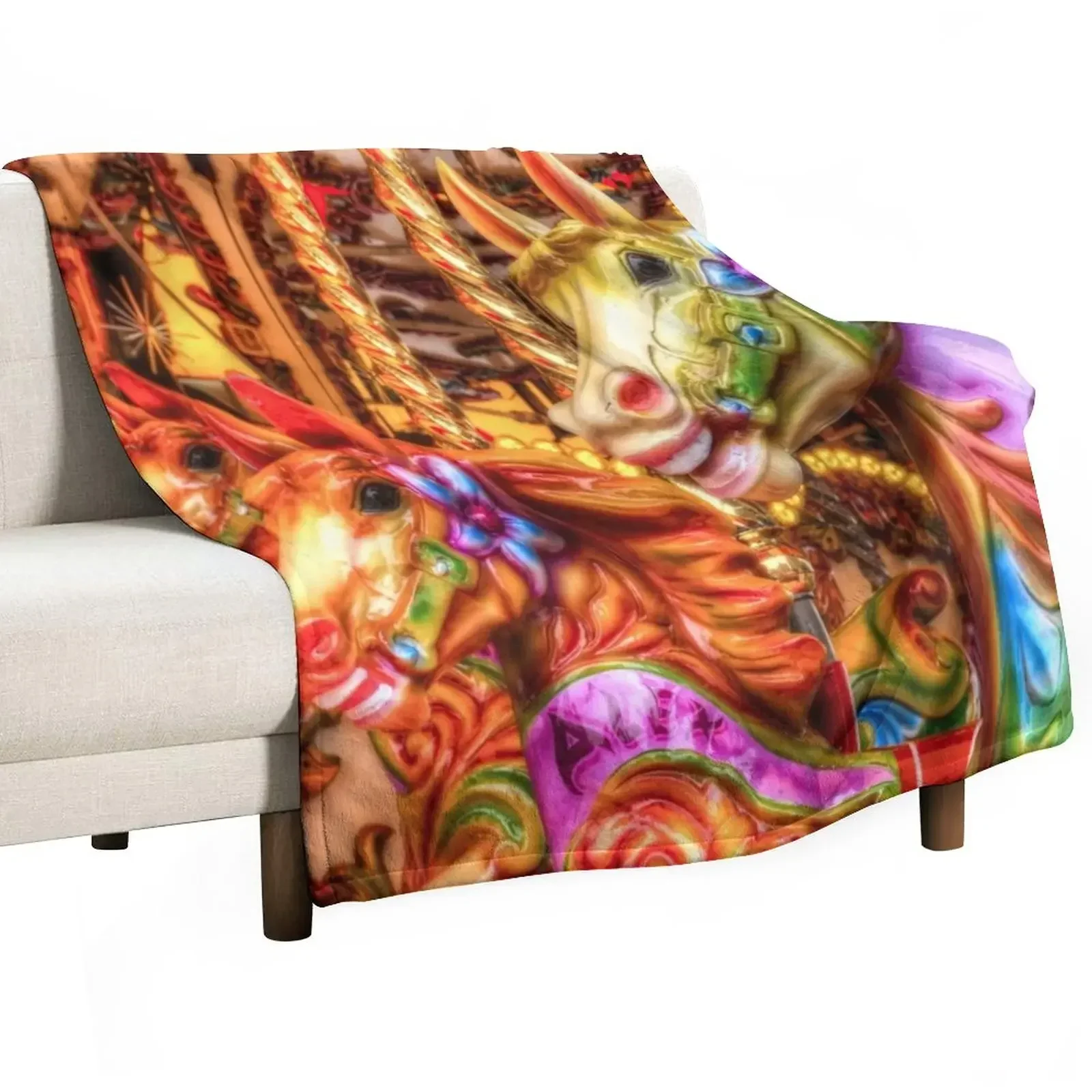 

Carousel Horses Throw Blanket Sofa Quilt Custom Blankets