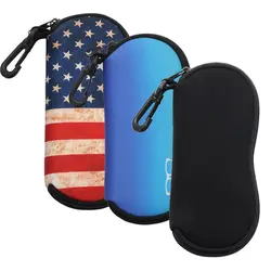 Soft Sunglasses Case with Carabiner, Ultra-Light Portable Neoprene Zipper Glasses Case, Safety Zipper Eyeglass Pouch