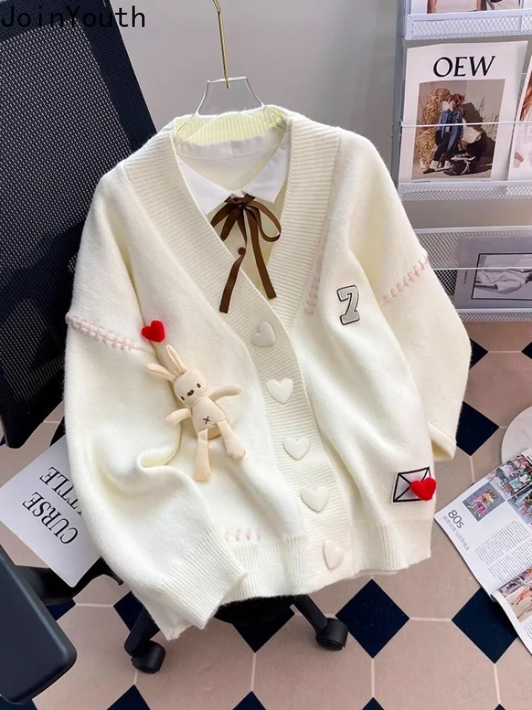 Cardigan Women's Clothing Preppy Style Love Rabbit Sweet Pull Femme Casual Fashion Knitted Oversized Sweater Coat Sueter Mujer