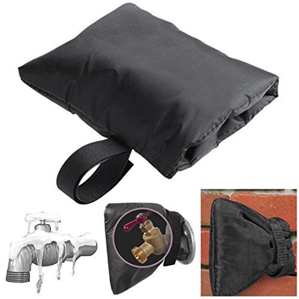 

Outdoor Faucet Cover Freeze Protection Reusable Black Water Spigot Wraps Oxford Cloth Elastic Strap Fits General Size Kitchen