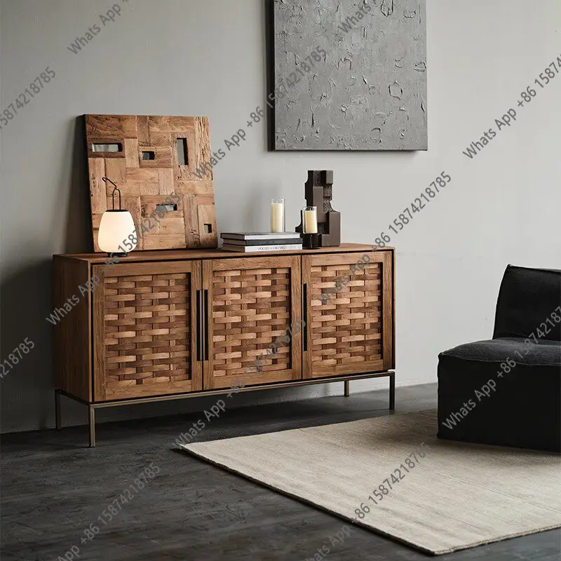 Modern simple side cabinet, living room against the wall integrated storage, high-end sense light luxury designer style fashion