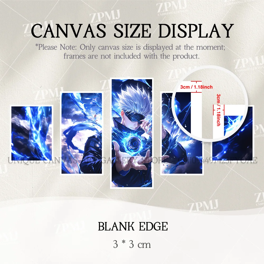 Anime Jujutsu Kaisen Charakter 5PCS Home Decor Leinwand Gemälde Bilder Wand Kunst Gedruckt Poster Kein Rahmen Kunstwerk Wohnzimmer – Detail 21