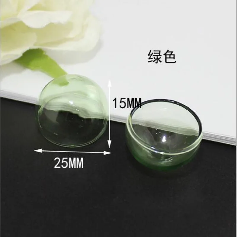 A set of 10 pieces of 25mm hemispherical 3-color transparent glass can be used as jewelry pendant accessories keychain