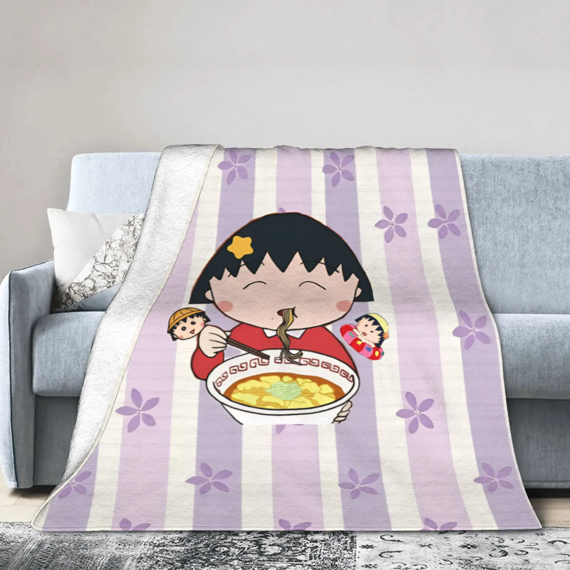 Marukos Ramen Noodles Food Blankets Flannel Summer Air Conditioning  Portable Ultra-Soft Throw Blanket Home Outdoor Rug Piece