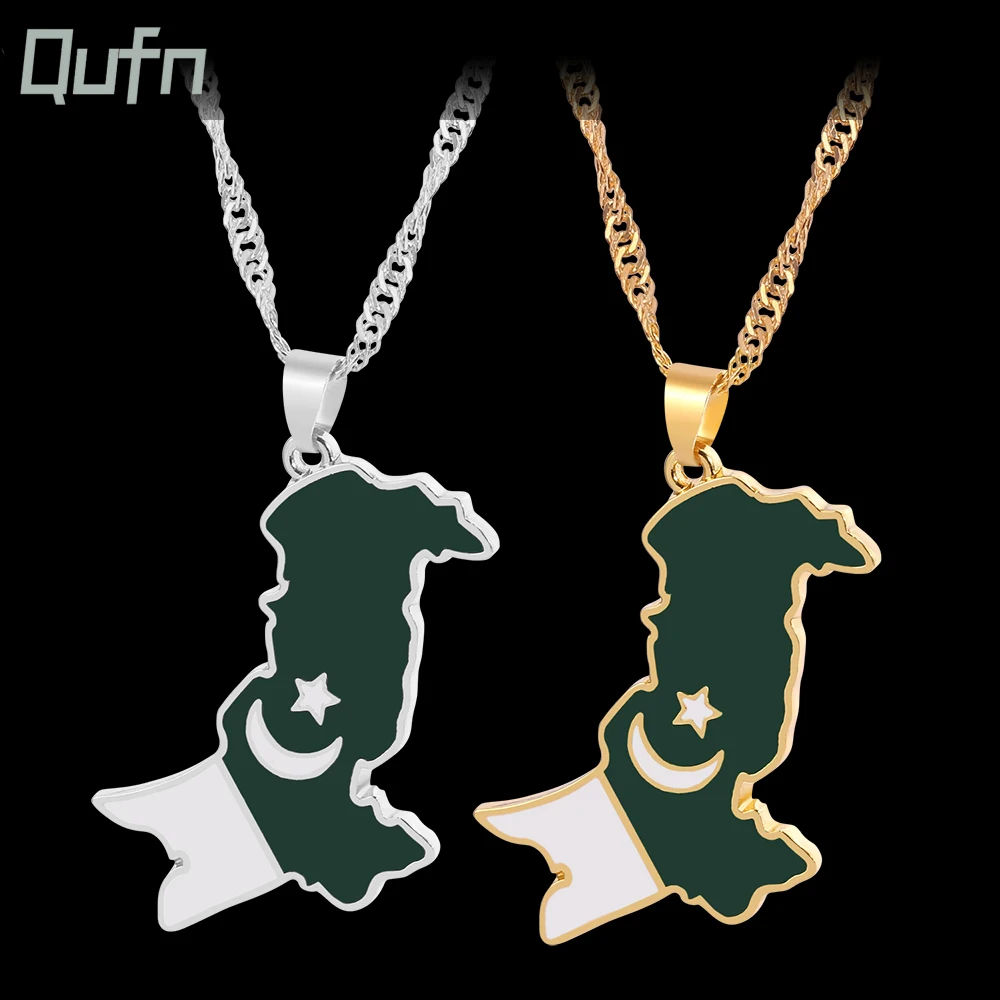 Pakistan Map National Flag Pendant Necklace For Women Men Fashion Map Ethnic Choker Necklaces Jewelry Gift For Pakistani Friends